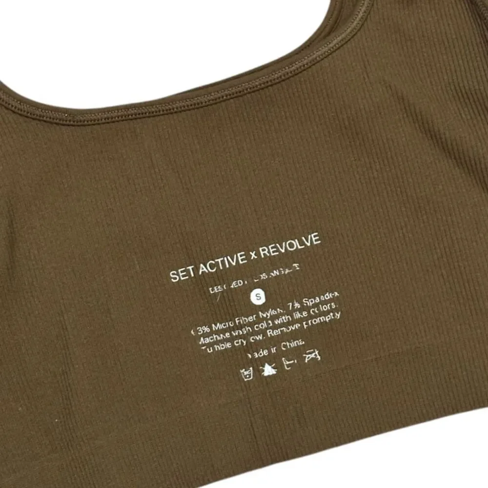 SET ACTIVE‎ x REVOLVE Ribbed Sports Bra Athletic Workout Yoga Fitness Top Size S